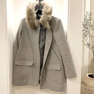 J Crew Wool Parka with Fur Hood